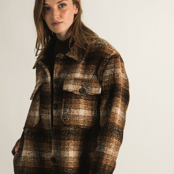 Only Allison Checked Shacket small women's sweater jacket New with TAGS - Picture 3 of 5